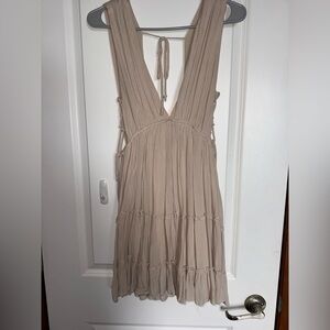 Cotton Candy Beige Backless Dress